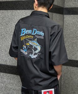 【BEN DAVIS（ベンデイビス）】FISHING EMBRO S/S WORK SHIRT / フィッシング ワーク シャツ ストリート 夏 刺繍 半袖