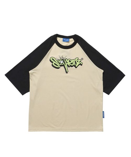 【SEQUENZ（シークエンズ）】BRAKE LOGO RAGLAN S/S TEE / 半袖 ラグラン Tシャツ 配色 刺繍 ワッペン ロゴ 