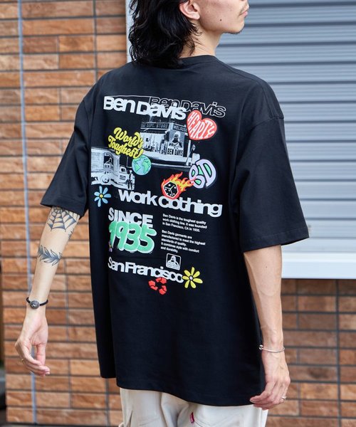 【BEN DAVIS（ベンデイビス）】STICKER WORK TEE / Tシャツ 半袖 ブランドロゴ