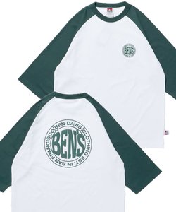 【BEN DAVIS（ベンデイビス）】CIRCLE 3/4 RAGLAN TEE / Tシャツ 半袖  ラグラン サークルロゴ 刺繍