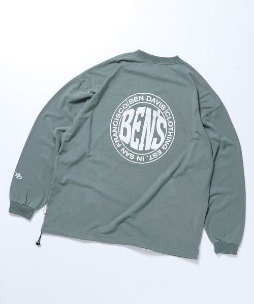 【BEN DAVIS（ベンデイビス）】CIRCLE LOGO BRUSHED LS / クルーネック 長袖 ロンT サークルロゴ ドローコード