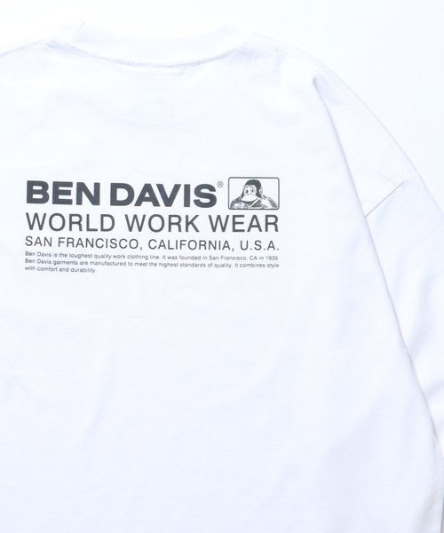 【BEN DAVIS（ベンデイビス）】BD LOGO L/S TEE WIDE / 長袖  オーバーサイズ ワンポイント シンプル ネーム