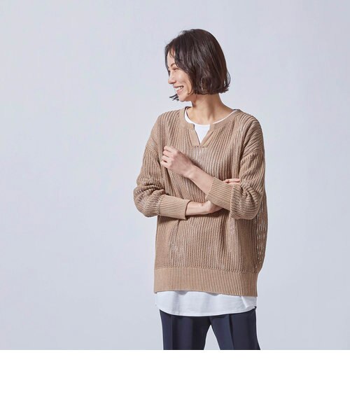 メッシュ編みのざっくりニット