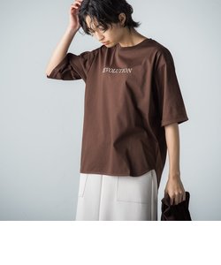 5分袖フロッキーロゴTシャツ≪洗濯機で洗える≫