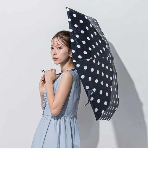 【晴雨兼用】ドット折りたたみ傘ブラック