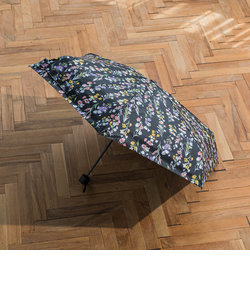 【晴雨兼用】ボタニカルフラワー折りたたみ傘ブラック