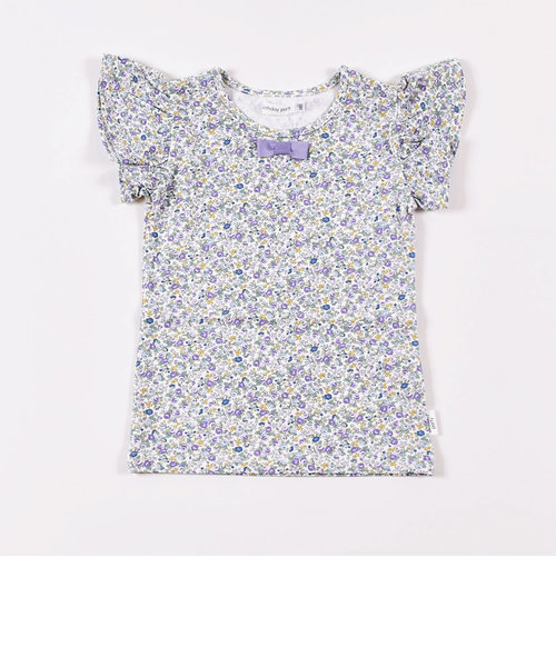 リボン フラワー 花 フリル 半袖 Tシャツ  (100cm～130cm)
