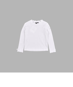 プチ フリル ネック ハリヌキ スムース Tシャツ（90～150cm）