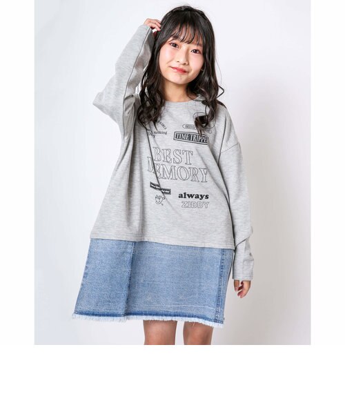 ロゴ デニム ドッキング 裏毛 長袖 ワンピース 130 160cm Bebe Online Store ヘ ベ オンライン ストア の通販 Mall