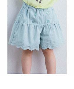 裾 刺繍 スカラップ ボタン ショートパンツ (80～130cm)