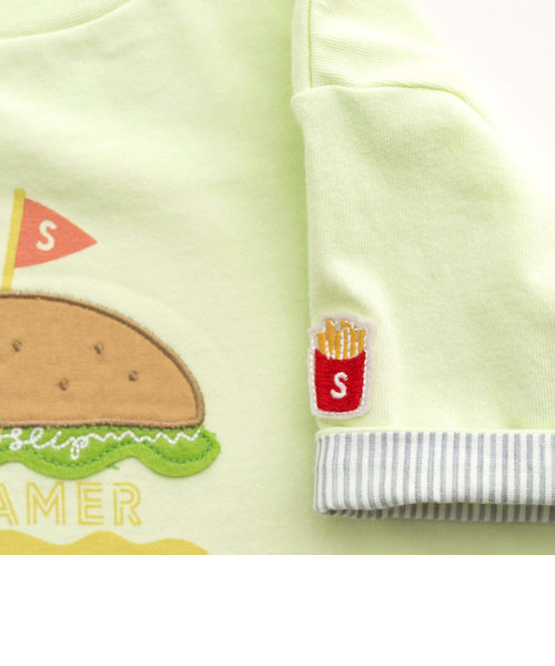 ハンバーガー ポテト ストライプ 袖 Tシャツ (80～130cm) | BEBE