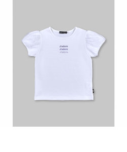 コットン USA ドット チュール ロゴ 刺繍 Tシャツ (90~150cm)