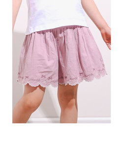 ポケット 付き 裾 刺繍 スカラップ ショートパンツ (90~130cm)