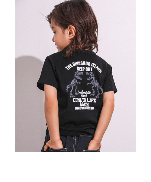 【 接触冷感 】 恐竜 化石 ツイン ロゴ プリント 天竺 Tシャツ（100~160cm）