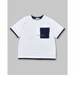 【 接触冷感 】 胸 ポケット 付き レイヤード風 Tシャツ (100~160cm)