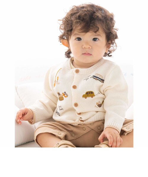 チェリー 花 くるま はたらくくるま 刺繍 コットン ニット カーディガン ベビー 70 80cm Bebe Online Store ヘ ベ オンライン ストア の通販 Mall