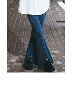 【 ニコ☆プチ 掲載 】 テレコ リブ センター スリット フレア カットソー パンツ (130~160cm)