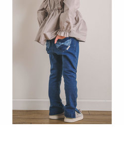 ハート リボン ポケット フレア デニム パンツ (80~130cm)