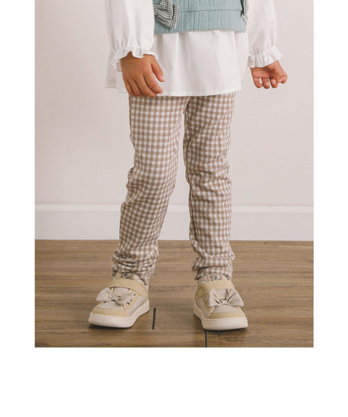 アニマル 刺繍　ポケット ギンガム レオパード のびのび パンツ (80~120cm)