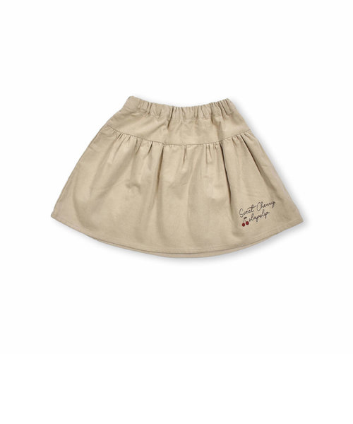 コールテン チェリー ロゴ 刺繍 コットン ギャザー スカート (90~130cm)