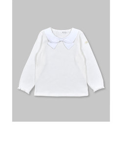 リボン 襟 花柄 長袖 Tシャツ (80~130cm)