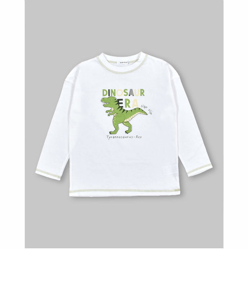 【 防汚加工 】 恐竜 モチーフ 天竺 長袖 Tシャツ (80~130cm)