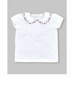 スカラップ襟チェリー刺繍半袖Tシャツ(80~130cm)