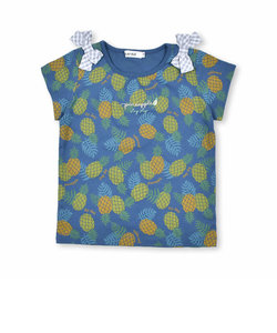 【お揃い】フルーツ総柄柄ナレリボン付き半袖Tシャツ(80~130cm)