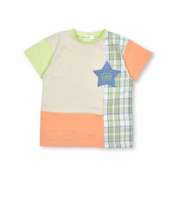 星ポケット配色切り替え半袖Tシャツ(80~130cm)