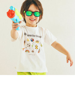 【防汚】恐竜アニマルフルーツ男の子大好きアイテム写真プリント半袖Tシャツ(80~130cm)