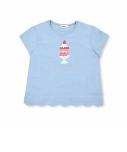 フルーツ・パフェ・カップケーキモチーフ付裾スカラップ半袖Tシャツ(80~130cm)