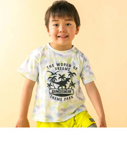 【お揃い】コットンタイダイ柄恐竜プリント半袖Tシャツ(80~130cm)