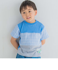 【お揃い】マドラスチェックギンガムチェック切替半袖Tシャツ(80~130cm)