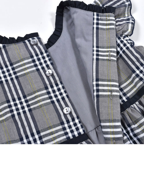 襟 袖 フリル タータン チェック ワンピース (95~150cm) | BEBE ONLINE