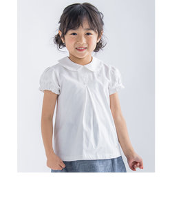 丸襟 タック パフ袖 コットン 天竺 Tシャツ (95~150cm)