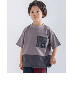 天竺 ＋ ポリエステル タフタ ポケット 付き Tシャツ (95~150cm)