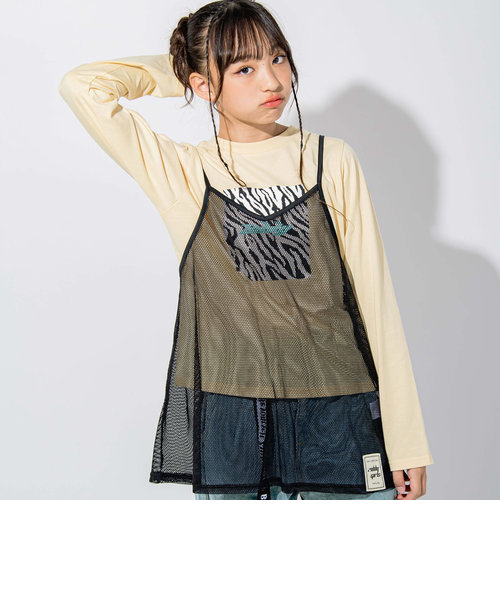【 ニコ☆プチ 掲載 】メッシュキャミソール＆Tシャツセット(130~160cm)