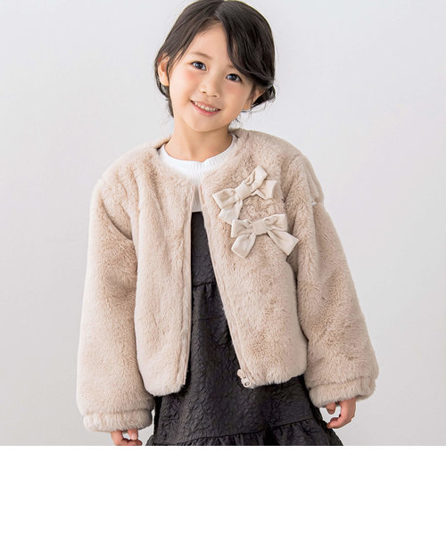 ベロアリボンもこもこファージャケット(80~130cm) | BEBE ONLINE STORE