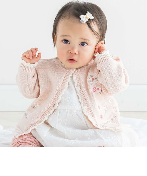 新品 BURBERRY バラ柄 セーター 3Y キッズ（キッズ リブ編み 刺繍入り  