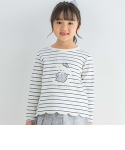 クマウサギアニマルパッチスカラップ裾長袖Tシャツ(80~130cm)