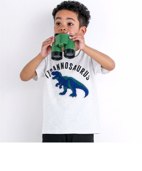 【速乾】恐竜サガラワッペン天竺Tシャツ(100~160cm)