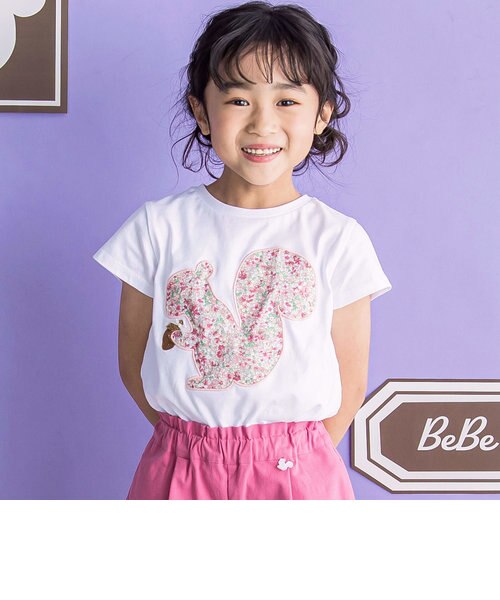 リス花柄パッチワークトップス(95~150cm) | BEBE ONLINE STORE（ベベ 