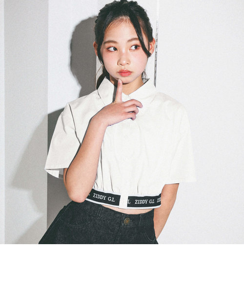 【 ニコ☆プチ 掲載 】裾ゴムクロップドシャツ(130~160cm)