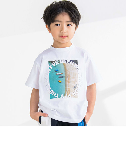 リアル写真＋エンボス加工SUMMERTシャツ(95~150cm)