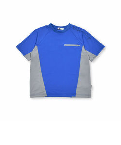 【速乾/接触冷感】【お揃い】配色ポケットロゴラグランメッシュTシャツ(100~160cm)
