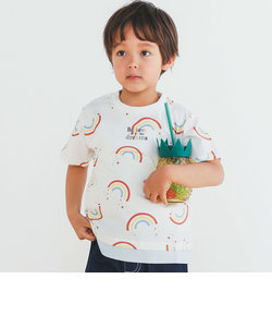【お揃い】総柄プリント裾配色切り替えTシャツ(80~130cm)