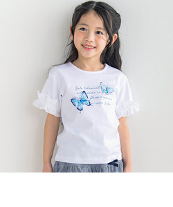 水彩風ちょうちょプリント半袖Tシャツ(90~150cm)