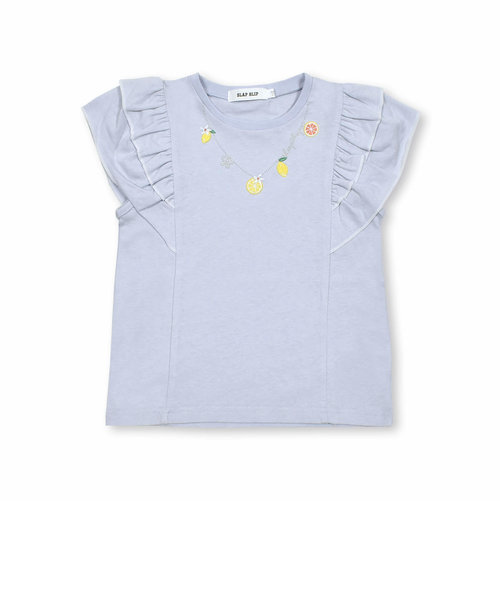 イチゴレモンネックレス風刺しゅう袖フリルTシャツ(80~140cm)