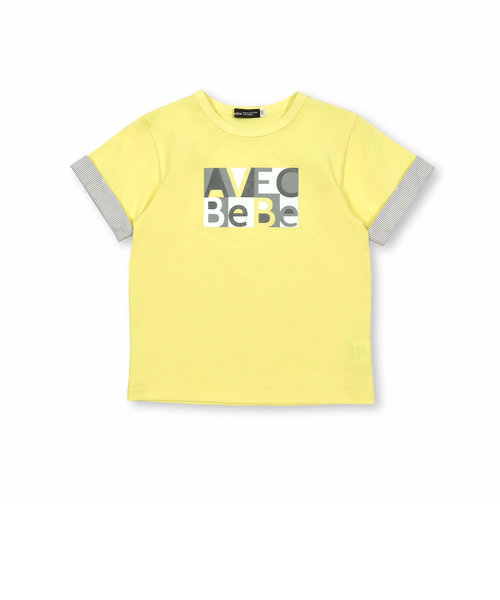 【お揃い】グラフィックロゴプリント袖切り替え半袖Tシャツ(90~150cm)