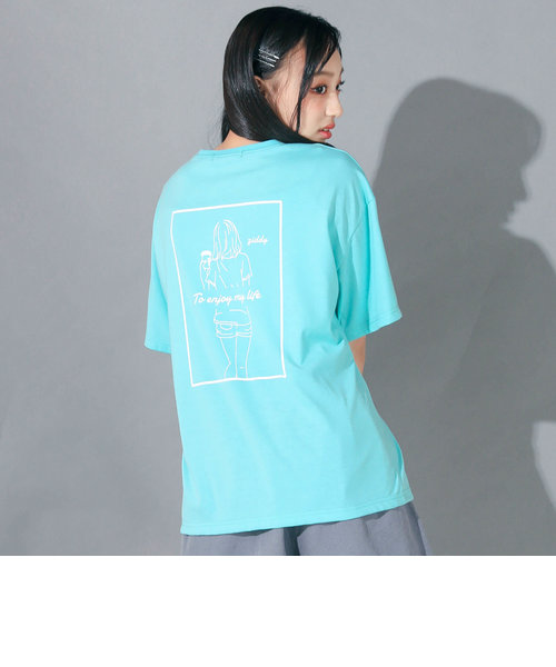 【 ニコ☆プチ 掲載 】【UVカット】バック女の子イラストTシャツ(130~160cm)